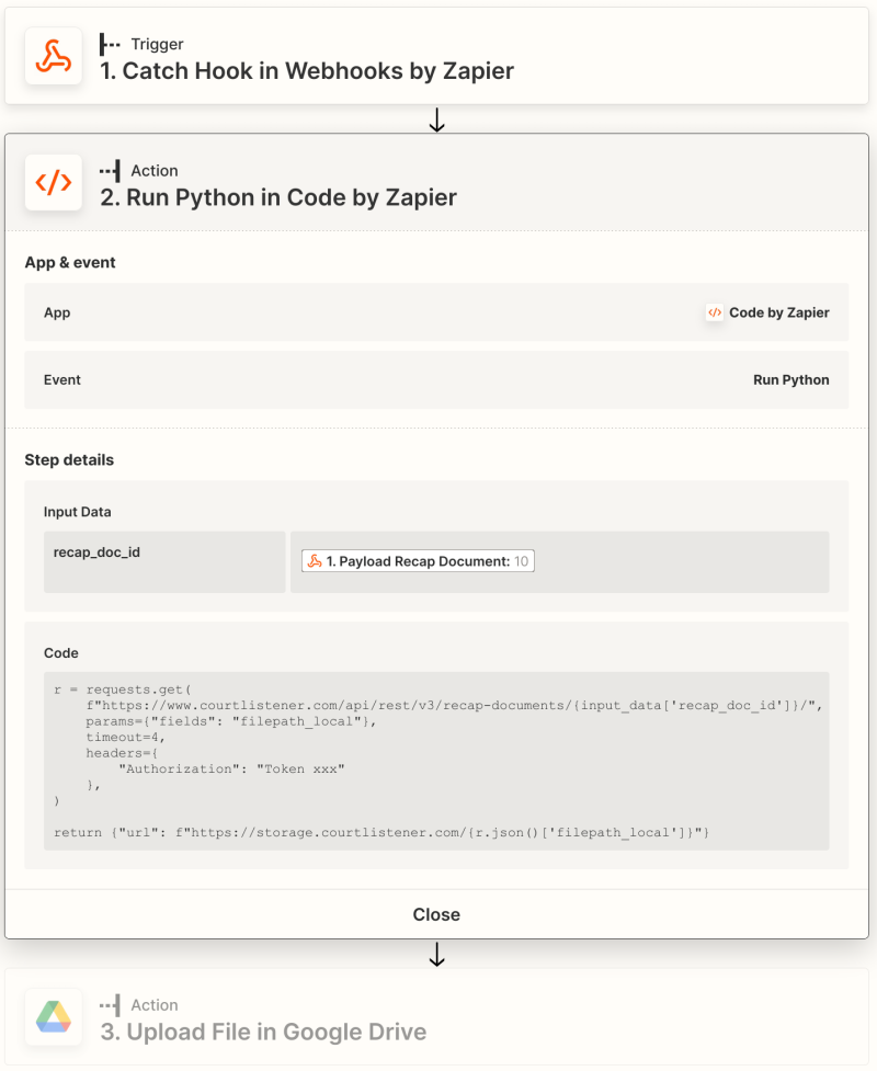 A screenshot of the second flow on Zapier.com